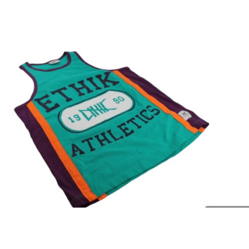Ethik Tank Mens Small Colorful Green Purple Orange Color Block